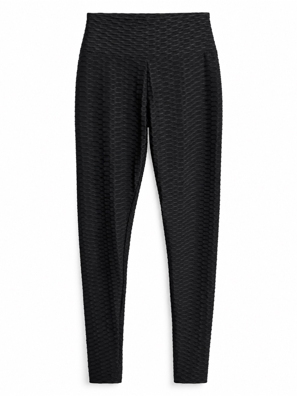 Black Textured Scrunch Butt Leggings L/XL High Waisted Ruched Booty Activewear